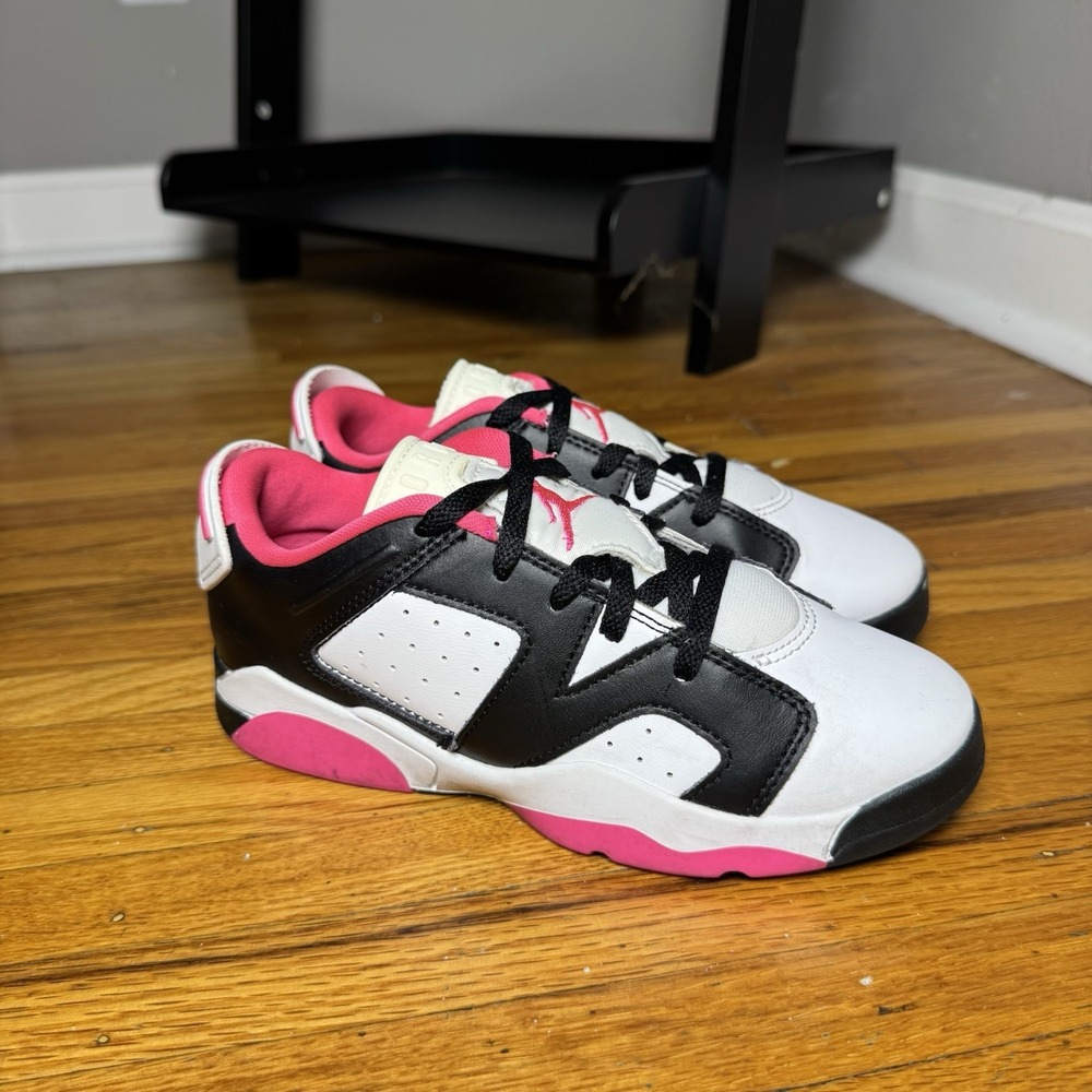 Air Jordan 6 Low Kids Basketball Shoes White Black Hyper Pink DV3528-061 1.5Y